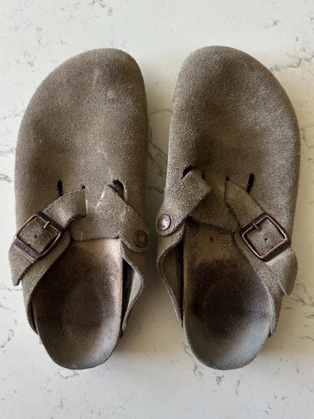 Birkenstock Boston Taupe Suede Clogs Size 38 US 7.5-8 | Vintage Soft Suede